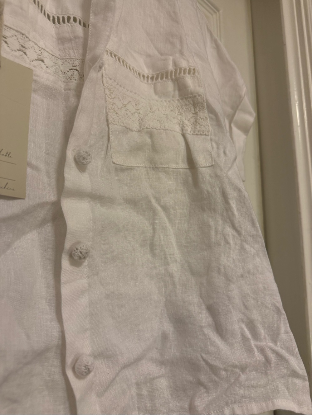 Joie White Linen Short-Sleeve Button-up Shirt - Picture 5 of 7